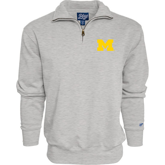 Picture of Blue 84 Men's Michigan Wolverines Quarter Zip Sweatshirt Icon Grey, Grey, X-Large
