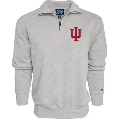 Picture of Blue 84 Men's Indiana Hoosiers Quarter Zip Sweatshirt Icon Grey, Grey, X-Large
