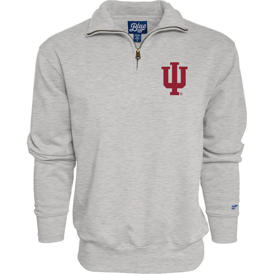 Picture of Blue 84 Men's Indiana Hoosiers Quarter Zip Sweatshirt Icon Grey, Grey, X-Large