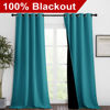 Picture of NICETOWN Peacock Teal Blackout Curtains 90 inches Long, Full Light Blocking Drapes with Black Liner for Nursery, Thermal Insulated Draperies for Hall, Villa (2 Pieces, 46" Wide Each Panel)