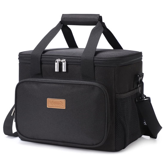 Picture of Lifewit Large Lunch Bag Insulated Lunch Box Soft Cooler Cooling Tote for Adult Men Women, Black 24-Can (15L)