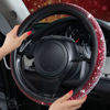Picture of CAR PASS Bling Diamond Leather Steering Wheel Cover, Bling Sparkly Crystal Glitter Rhinestones Universal Fit 14" 1/2-15" Car Wheel Protector for Women Girl Fit Suvs,Vans,Sedans,Trucks, Red Silver