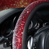 Picture of CAR PASS Bling Diamond Leather Steering Wheel Cover, Bling Sparkly Crystal Glitter Rhinestones Universal Fit 14" 1/2-15" Car Wheel Protector for Women Girl Fit Suvs,Vans,Sedans,Trucks, Red Silver