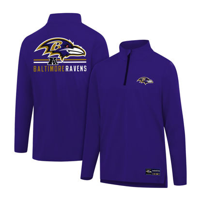 Picture of Ultra Game NFL Men's Super Soft Quarter Zip Long Sleeve T-Shirt, Baltimore Ravens, Team Color, Small