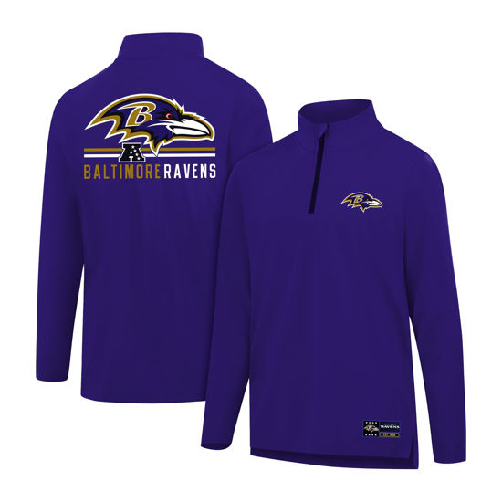 Picture of Ultra Game NFL Men's Super Soft Quarter Zip Long Sleeve T-Shirt, Baltimore Ravens, Team Color, Small
