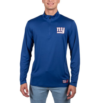 Picture of Ultra Game NFL Men's Super Soft Quarter Zip Long Sleeve T-Shirt, New York Giants, Team Color, Large