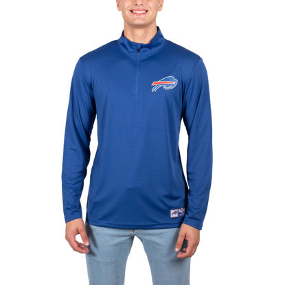 Picture of Ultra Game NFL Men's Super Soft Quarter Zip Long Sleeve T-Shirt, Buffalo Bills, Team Color, X-Large