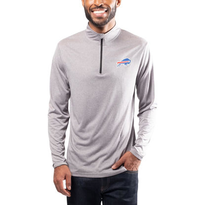 Picture of Ultra Game NFL Men's Super Soft Quarter Zip Long Sleeve T-Shirt, Buffalo Bills, Heather Gray, Small