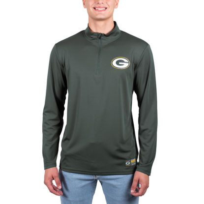 Picture of Ultra Game NFL Men's Super Soft Quarter Zip Long Sleeve T-Shirt, Green Bay Packers, Team Color, Small