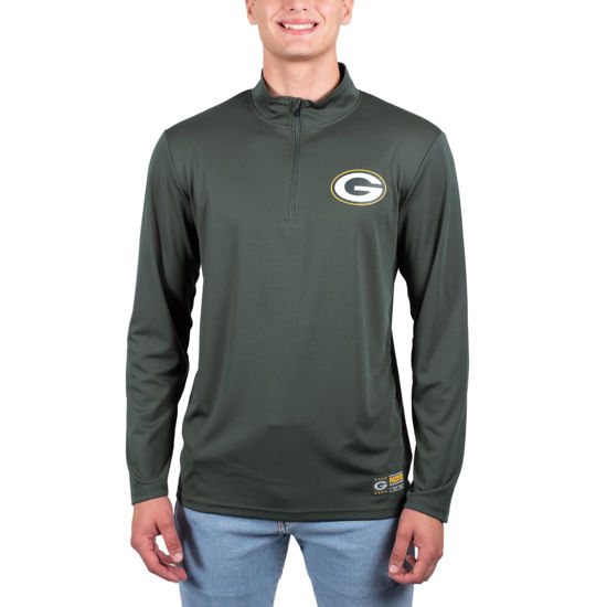 Picture of Ultra Game NFL Men's Super Soft Quarter Zip Long Sleeve T-Shirt, Green Bay Packers, Team Color, Small
