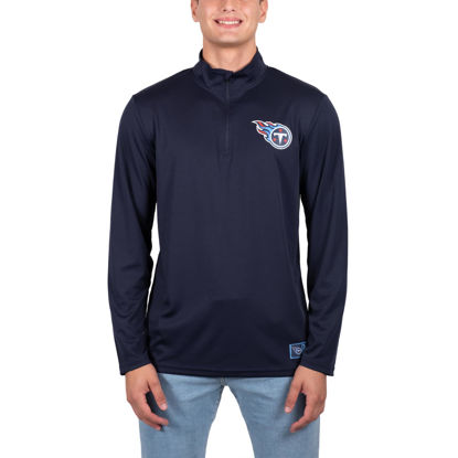 Picture of Ultra Game NFL Men's Super Soft Quarter Zip Long Sleeve T-Shirt, Tennessee Titans, Team Color, Medium