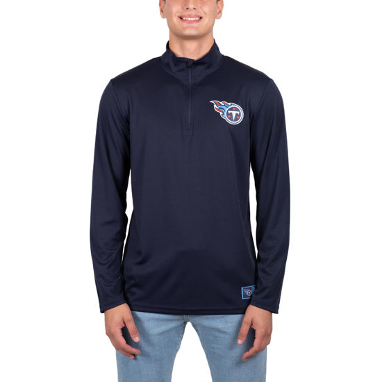 Picture of Ultra Game NFL Men's Super Soft Quarter Zip Long Sleeve T-Shirt, Tennessee Titans, Team Color, Medium