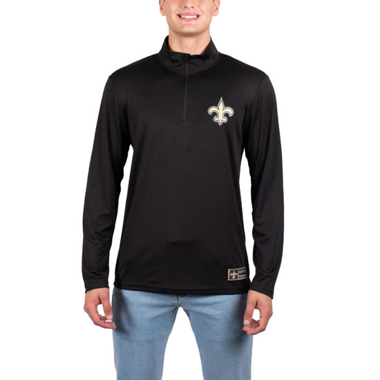 Picture of Ultra Game NFL Men's Super Soft Quarter Zip Long Sleeve T-Shirt, New Orleans Saints, Team Color, X-Large