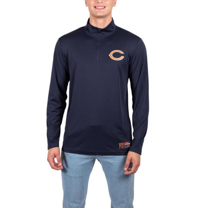 Picture of Ultra Game NFL Men's Super Soft Quarter Zip Long Sleeve T-Shirt, Chicago Bears, Team Color, Medium