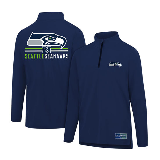 Picture of Ultra Game NFL Men's Super Soft Quarter Zip Long Sleeve T-Shirt, Seattle Seahawks, Team Color, Small