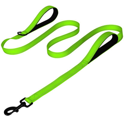 Picture of Joytale Dog Leash Heavy Duty for Large Dogs That Pull, Double Handle Dog Leash for Traffic Control, Double-Sided Reflective Leash for Night Safety, Dog Leash for Large Medium Dogs, 4FT, Green