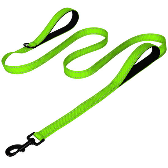 Picture of Joytale Dog Leash Heavy Duty for Large Dogs That Pull, Double Handle Dog Leash for Traffic Control, Double-Sided Reflective Leash for Night Safety, Dog Leash for Large Medium Dogs, 4FT, Green