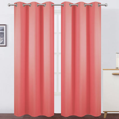 Picture of LEMOMO Blackout Curtains 38 x 84 inch/Coral Curtains Set of 2 Panels/Thermal Insulated Room Darkening Bedroom Curtains