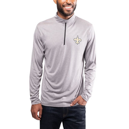 Picture of Ultra Game NFL Men's Super Soft Quarter Zip Long Sleeve T-Shirt, New Orleans Saints, Heather Gray, Medium