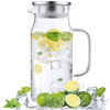 Picture of 1.2 Liter 40 oz Glass Pitcher with Lid and Spout, Bivvclaz Glass Water Pitcher for Fridge, Glass Carafe for Hot/Cold Water, Iced Tea Pitcher, Small Pitcher for Coffee, Juice and Homemade Beverage
