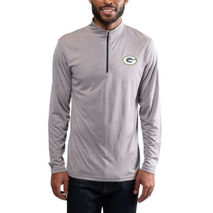 Picture of Ultra Game Men's Quarter Zip Pullover Tee Shirt, Heather Gray, Small