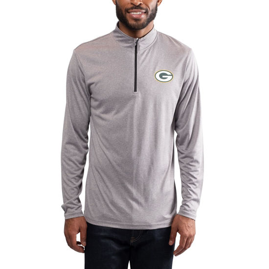 Picture of Ultra Game Men's Quarter Zip Pullover Tee Shirt, Heather Gray, Small