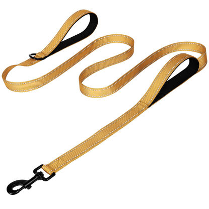 Picture of Joytale Dog Leash Heavy Duty for Large Dogs That Pull, Double Handle Dog Leash for Traffic Control, Double-Sided Reflective Leash for Night Safety, Dog Leash for Large Medium Dogs, 4FT, Khaki