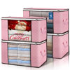 Picture of 90 L Large Storage Bags, 4 Pack Clothes Storage Bins Foldable Closet Organizer Storage Containers Storage and Organization for Clothes, Blanket, Comforters, Bed Sheets, Pillows and Toys (Pink)