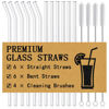 Picture of Piteno® 16-Pack Reusable Glass Straws, Clear Glass Drinking Straws, 10''x10MM, Set of 6 Straight and 6 Bent with 4 Cleaning Brushes, Perfect for Smoothies, Milkshakes, Juice, Tea