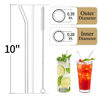Picture of Piteno® 16-Pack Reusable Glass Straws, Clear Glass Drinking Straws, 10''x10MM, Set of 6 Straight and 6 Bent with 4 Cleaning Brushes, Perfect for Smoothies, Milkshakes, Juice, Tea