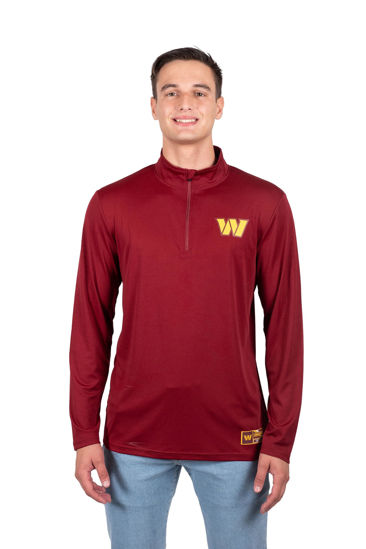 Picture of Ultra Game NFL Men's Super Soft Quarter Zip Long Sleeve T-Shirt, Washington Commanders, Team Color, Medium