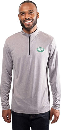 Picture of Ultra Game NFL Men's Super Soft Quarter Zip Long Sleeve T-Shirt, New York Jets, Heather Charcoal, Small
