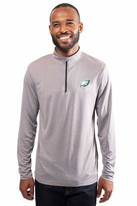Picture of Ultra Game NFL Men's Super Soft Quarter Zip Long Sleeve T-Shirt, Philadelphia Eagles, Heather Gray, Small