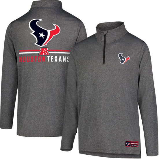 Picture of Ultra Game NFL Men's Super Soft Quarter Zip Long Sleeve T-Shirt, Houston Texans, Heather Charcoal, Small