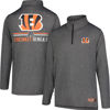 Picture of Ultra Game NFL Men's Super Soft Quarter Zip Long Sleeve T-Shirt, Cincinnati Bengals, Heather Charcoal, Small