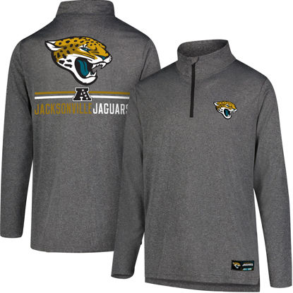 Picture of Ultra Game NFL Men's Super Soft Quarter Zip Long Sleeve T-Shirt, Jacksonville Jaguars, Heather Charcoal, Medium