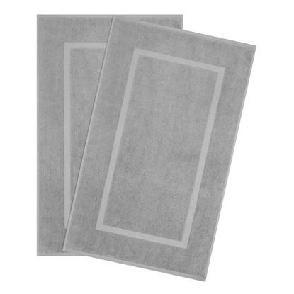 Picture of Cotton Paradise 100% Cotton Bath Mats for Bathroom Floor Set of 2 Pack, 20x34 Soft Absorbent Washable Quick Dry Tub Bathmat, Light Gray Towel Bath Mat