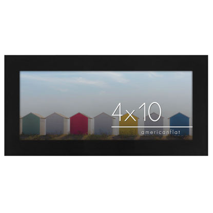 Picture of Americanflat 4x10 Picture Frame with Shatter-Resistant Glass - Gallery Style Frame with Engineered Wood - Signature Collection - Photo Frame for Tabletop and Wall Display - Black