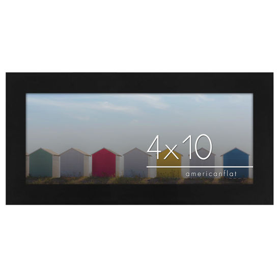 Picture of Americanflat 4x10 Picture Frame with Shatter-Resistant Glass - Gallery Style Frame with Engineered Wood - Signature Collection - Photo Frame for Tabletop and Wall Display - Black