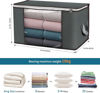 Picture of Large Storage Bags, 3 Pack Clothes Storage Bins Foldable Closet Organizers Storage Containers with Durable Handles Thick Fabric for Blanket Comforter Clothing Bedding 90 L (Gray)