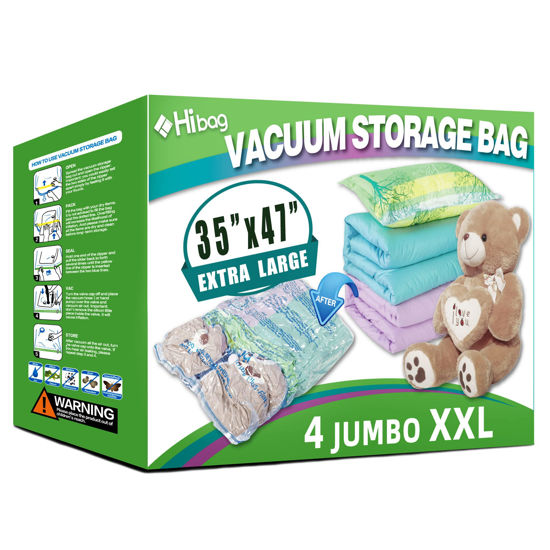 Picture of XXL Jumbo Size 47''X35'' Vacuum Storage Space Saver Bags Extra Large for Blanket, Bedding, Comforters (4 Pack)