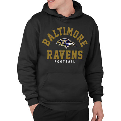 Picture of Junk Food Clothing x NFL - Baltimore Ravens - Classic Team Logo - Unisex Adult Pullover Fleece Hoodie for Men and Women - Size Medium, Black