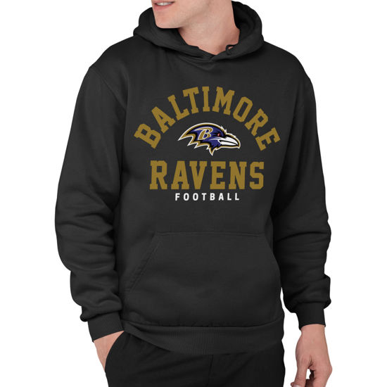 Picture of Junk Food Clothing x NFL - Baltimore Ravens - Classic Team Logo - Unisex Adult Pullover Fleece Hoodie for Men and Women - Size Medium, Black