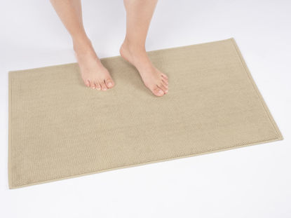 Picture of Cotton Paradise 100% Cotton Non Slip Bath Mats for Bathroom, 17x24 inch Soft Absorbent Quick Dry Machine Washable Floor Bath Mat, Beige Bath Rug