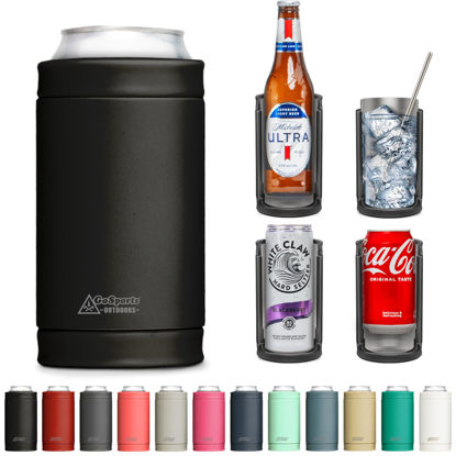 Picture of DUALIE 3 in 1 Insulated Can Cooler - Universal Size for 12 oz Cans, Slim Cans, and Bottles - 10+ Colors Available, Black