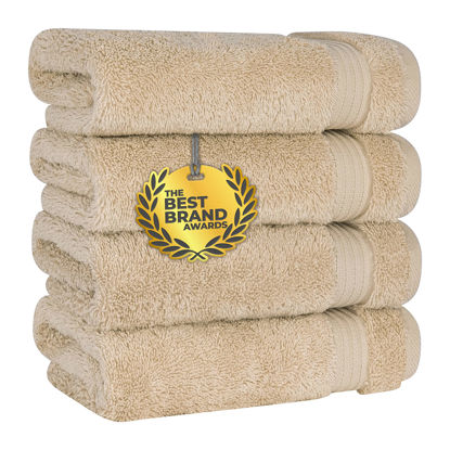 Picture of Cotton Paradise Hand Towels for Bathroom, 100% Cotton Turkish 4 Piece Hand Towel Set, Soft Absorbent Face Towels Clearance Set, Beige Hand Towels