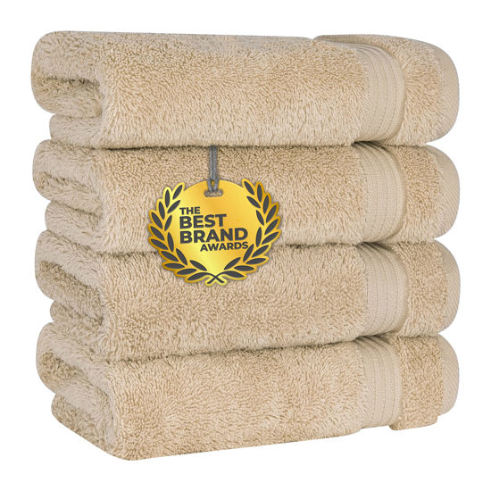 Picture of Cotton Paradise Hand Towels for Bathroom, 100% Cotton Turkish 4 Piece Hand Towel Set, Soft Absorbent Face Towels Clearance Set, Beige Hand Towels