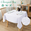 Picture of Biscaynebay Textured Fabric Tablecloths 60 X 60 Inches Square, White Water Resistant Tablecloths for Dining, Kitchen, Wedding and Parties etc. Machine Washable