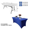 Picture of Hussome 4FT Table Cloth for Rectangular Tablecloth Royal Blue Stretch Fitted Table Cover Spandex Tablecloths Table Protector for Event, Cocktail, Wedding, Banquet or Parties