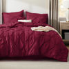Picture of Bedsure California King Comforter Set Red - Cal King Bed Set 7 Pieces, Pinch Pleat Burgundy Cali King Bedding Set with Pintuck Comforter, Sheets, Pillowcases & Shams